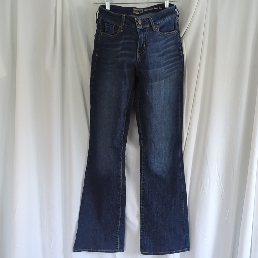 Signature by Levi Strauss Deep Indigo Flared Wide-Leg Jeans